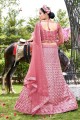 Net Wedding Embroidered Lehenga Choli in Pink with Dupatta