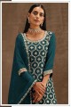 Georgette Embroidered Aqua blue Salwar Kameez with Dupatta