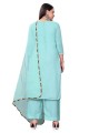 Chanderi Palazzo Suit in Aqua  with Embroidered