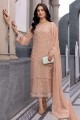 Georgette Salwar Kameez in Orange with Embroidered