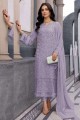 Georgette Salwar Kameez with Embroidered in Violet