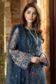Salwar Kameez Embroidered in Blue Georgette