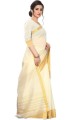 Cotton Saree with Weaving in White