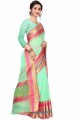 Saree in Green Weaving Silk