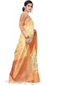 Golden multicolour  Silk Saree with Digital print