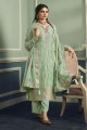 Jacquard Embroidered Green Palazzo Suit with Dupatta