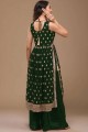 Green Sharara Suit with Embroidered Georgette
