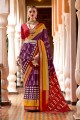 Printed Patola silk Saree in Multicolor with Blouse