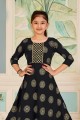 Georgette Printed Black Gown Dress with Dupatta