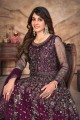 Embroidered Anarkali Suit in Wine Net