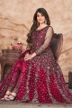 Red Anarkali Suit in Embroidered Net