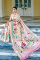 Silk Wedding Saree with Zari,weaving in Baby pink
