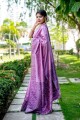 Saree in Purple Raw silk with Weaving