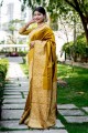 Weaving Saree in Mustard  Raw silk