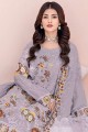 Purple Salwar Kameez in Georgette Embroidered