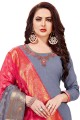 Embroidered Silk Salwar Kameez in Multicolor with Dupatta