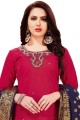 Silk Embroidered Multicolor Salwar Kameez with Dupatta