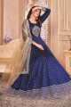 Taffeta Anarkali Suit in Blue with Embroidered