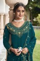 Blue Sharara Suit with Embroidered Georgette