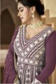 Embroidered Anarkali Suit Wine   in Georgette