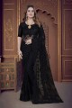 Net Saree with Embroidered in Black