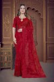 Saree Red  in Net with Embroidered