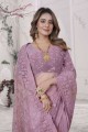 Dusty pink  Wedding Saree with Embroidered Net