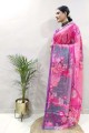 Digital print  Pink Saree  With Zari Georgette