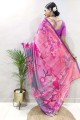 Digital print  Pink Saree  With Zari Georgette