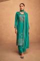 Firozi blue Embroidered Palazzo Suit in Silk