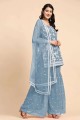 Embroidered Georgette Sky blue Sharara Suit with Dupatta