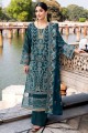 Georgette Embroidered Aqua blue Palazzo Suit with Dupatta
