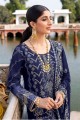 Embroidered Georgette Blue Palazzo Suit with Dupatta