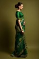 Embroidered Georgette  Green Saree with Blouse