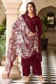 Magenta Salwar Kameez in Georgette with Embroidered