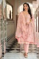 Georgette Pink Straight Pant Suit in Embroidered