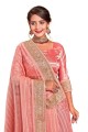 Tissue Saree in Peach  with Embroidered