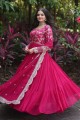 Pink Anarkali Suit in Embroidered Faux silk