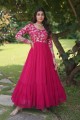Pink Gown Dress with Embroidered Faux silk