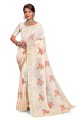 Off white Georgette Saree with Embroidered
