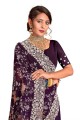 Purple Saree in Georgette Embroidered