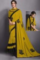 Mustard  Saree in Lycra with Sequins,embroidered