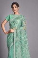 Teal purple Saree with Sequins,embroidered Lycra