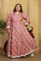 Printed Rayon Gown Dress in Multicolor with Dupatta