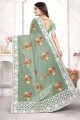 Saree in Dusty green Organza with Weaving