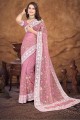 Dusty pink Saree with Weaving Organza