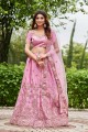 Lehenga Choli in Pink Satin with Embroidered