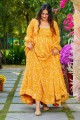 Yellow Gown Dress with Digital print Georgette