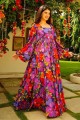 Digital print Georgette Gown Dress in Multicolor 
