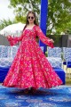 Gown Dress in Pink Georgette with Digital print